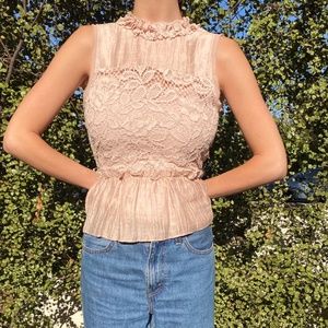 ALEXIS gracilia dusty pink open back lace blouse